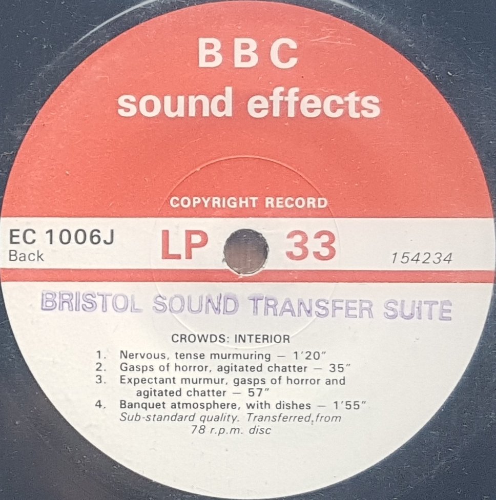 EC 1006J Crowds: Interior Not registered from the BBC records and Tapes library Label